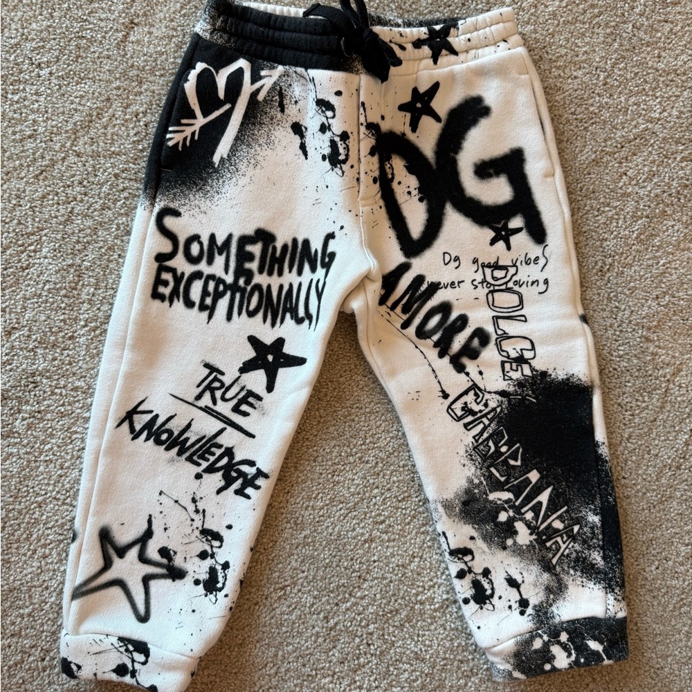 Dolce & Gabbana Kids Black and White Splatter Joggers